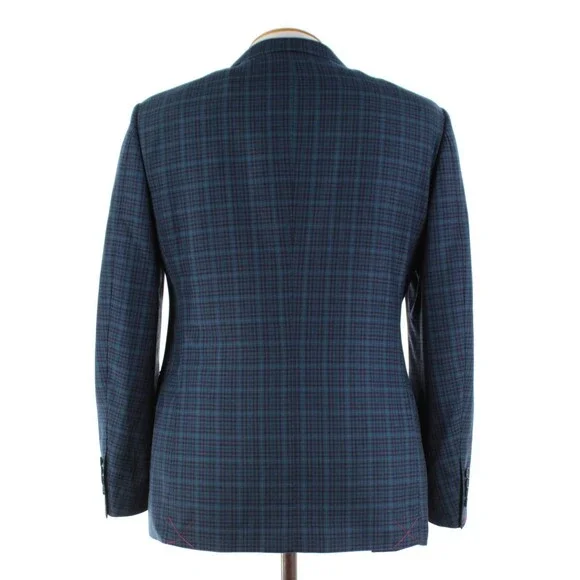 Cardinal of Canada NWT 100% Wool Sport Coat Size 40S US In Blues w/ Teal Plaid